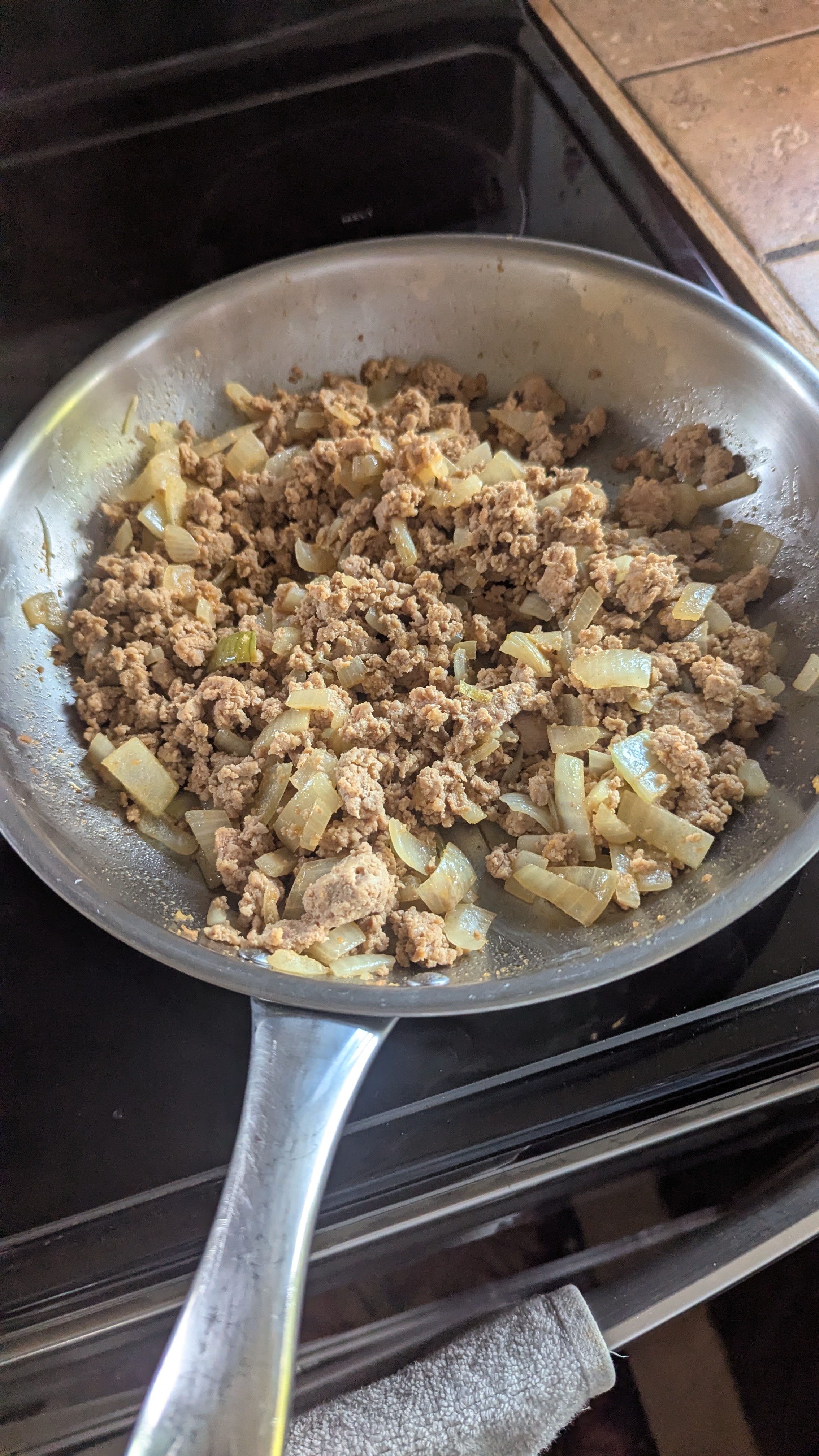 Ground chicken and browned onions
